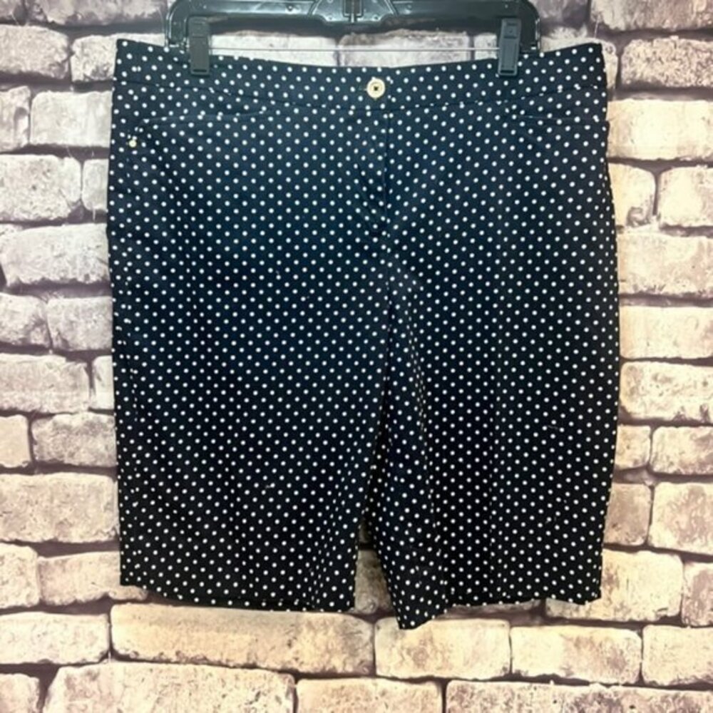 Jones New York Navy & White Polka Dot Shorts Size 12